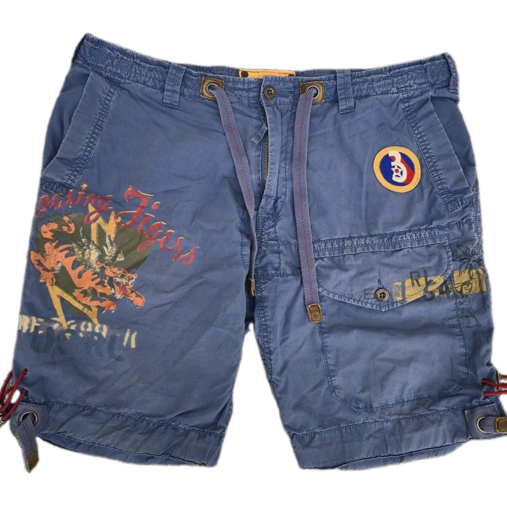 Vtg Ralph Lauren Polo Flying Tiger Sportsman Military Patchwork Cargo Shorts 38